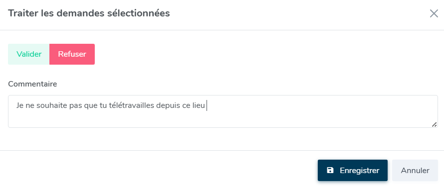 Refuser un lieu de télétravail : commentaire obligatoire