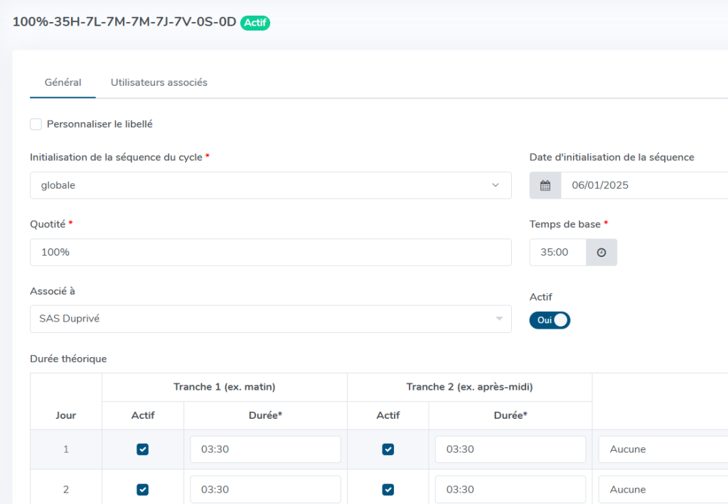 Renommage d'un cycle de travail dans oHRis