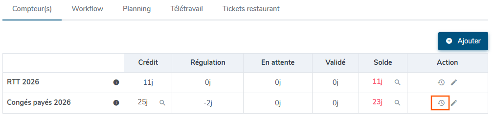 Illustration de l'icône permettant d'afficher le détail de l'historique