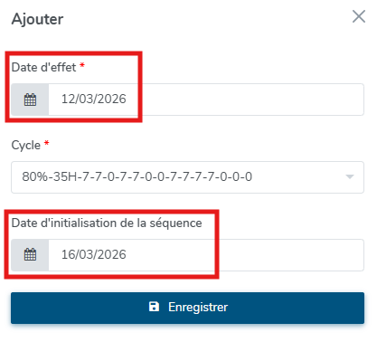Affichage de la différence entre la date d'effet et la date d'initialisation de la séquence
